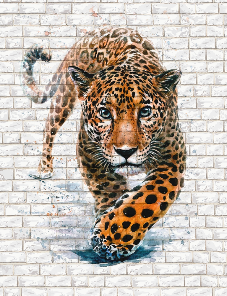 Ягуар на фоне кирпичной стены 1