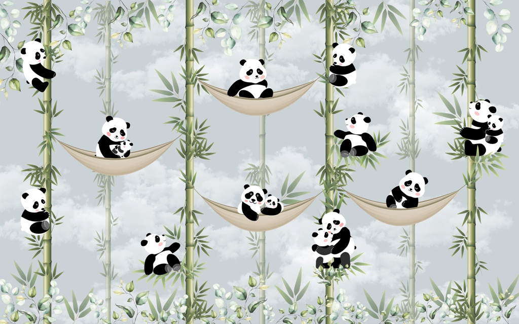 Панды с бамбуком 1