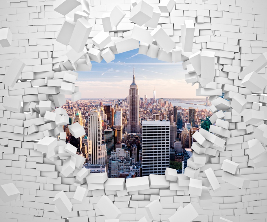 Нью-Йорк на фоне кирпичной стены