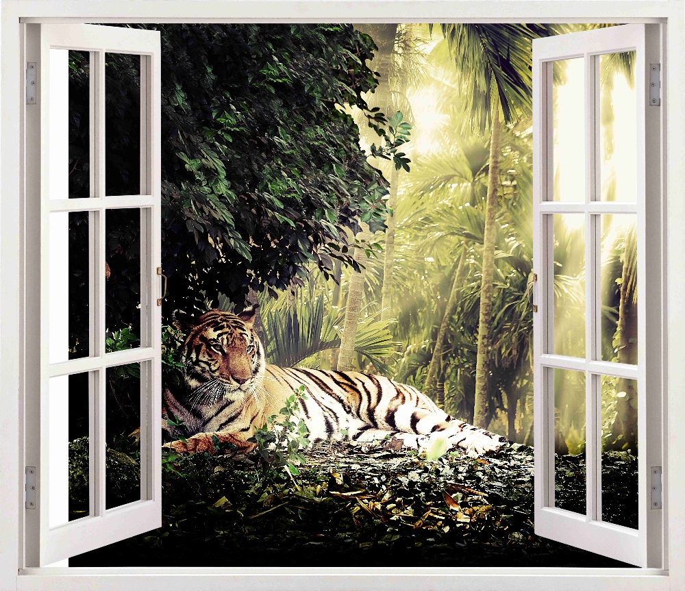 Вид из окна на тигра