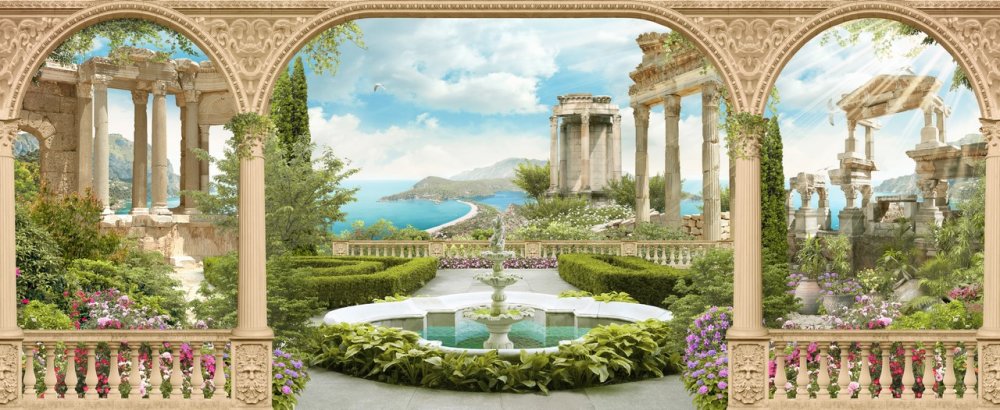 Фреска с арками и колоннами