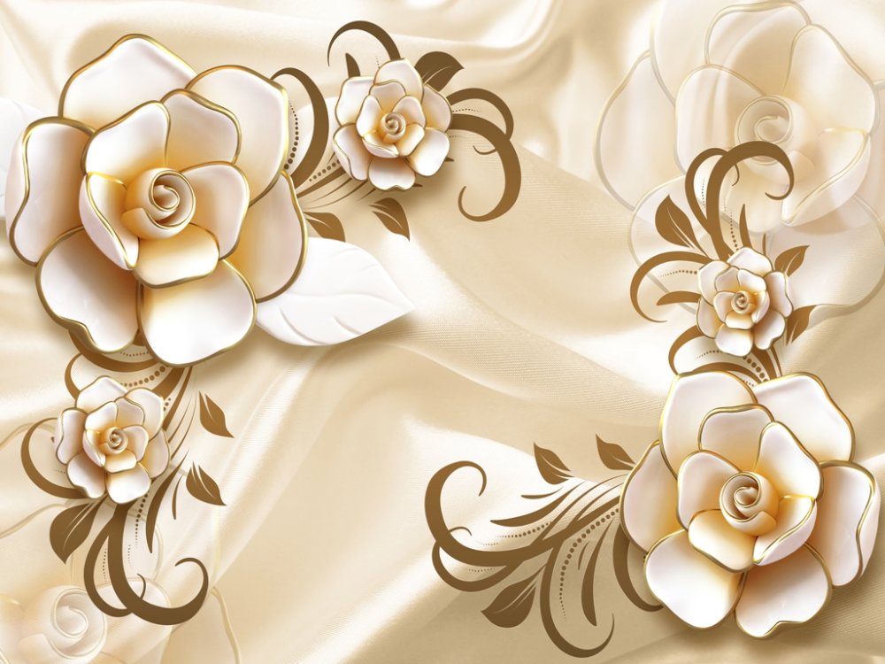 Цветы на фоне шелка