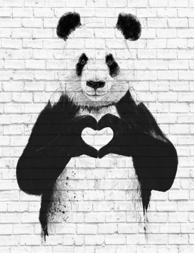 Панда на фоне кирпичной стены 1