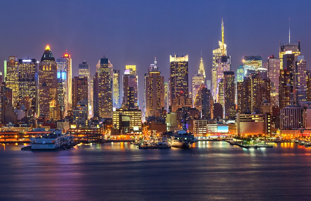 Вид на ночной Нью-Йорк