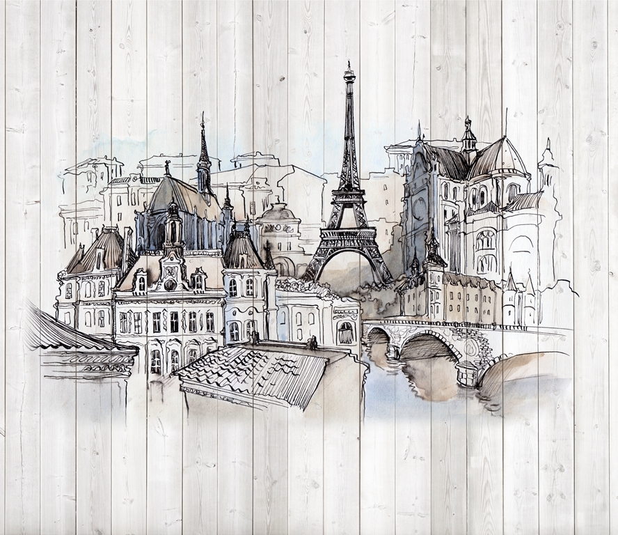 Вид на Париж акварель