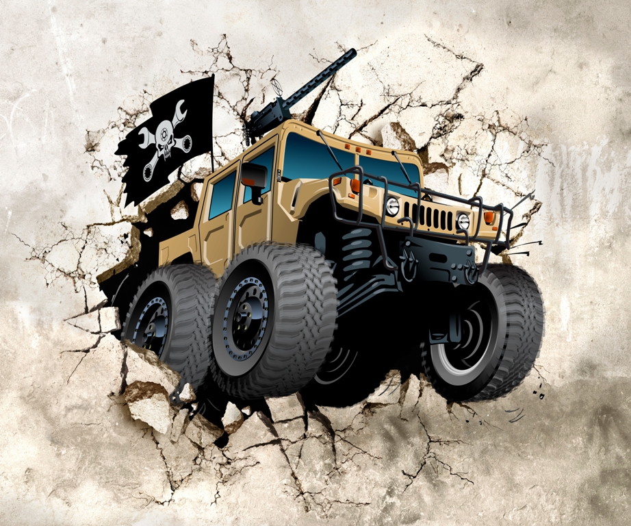 Машина на бетонной стене