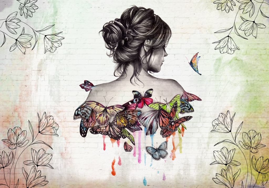 Девушка на фоне кирпичной стены 1