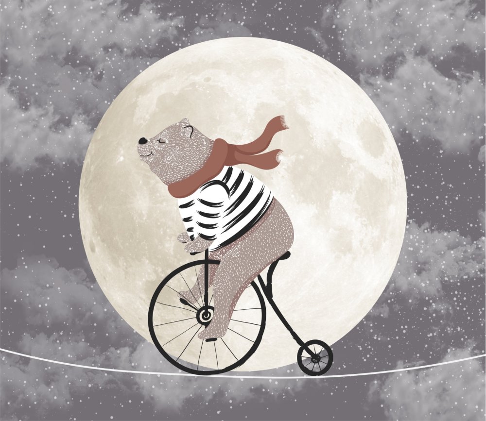 Медведь на фоне луны