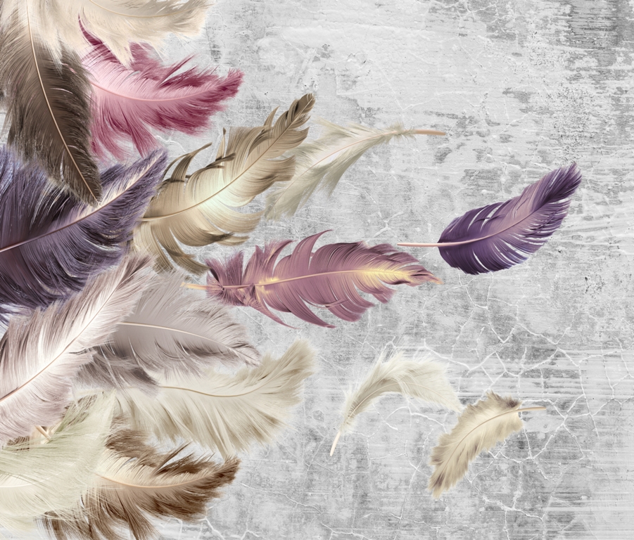 Перья на сером фоне 2