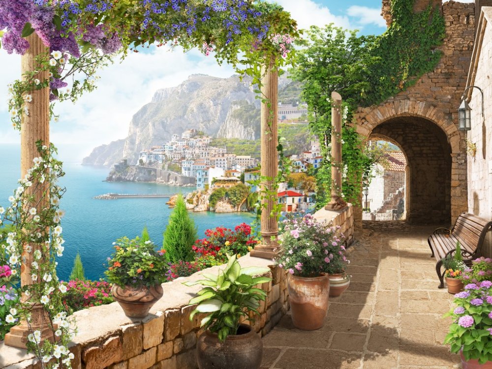 Вид с террасы на Италию