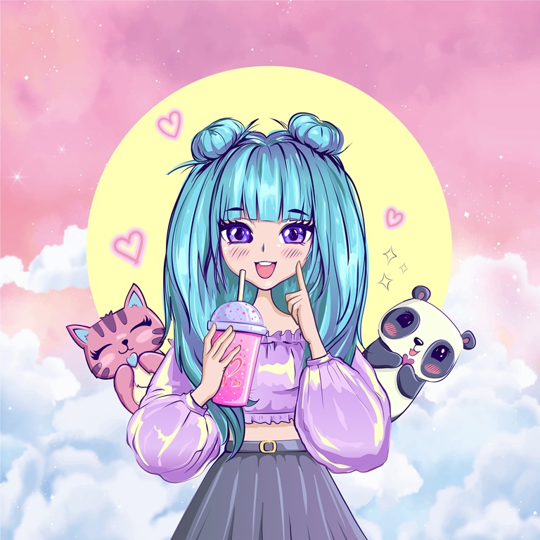 Аниме с пандой и кошкой 1