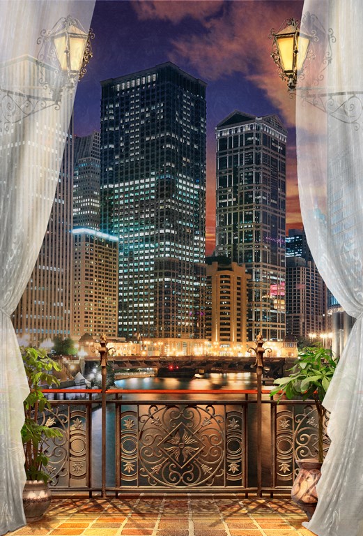 Вид с балкона на ночной город