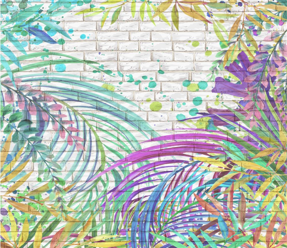 Тропики на фоне кирпичной стены