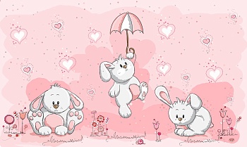 Зайцы на розовом фоне