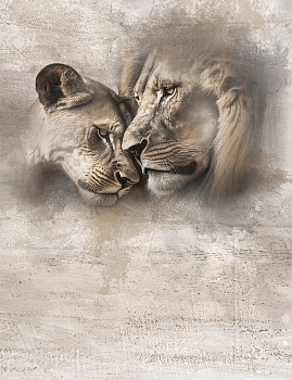 Лев и львица в стиле гранж 2