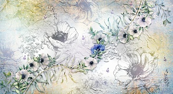 Акварельные маки на бетонной стене 1