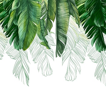 Акварельные зеленые пальмовые листья 2