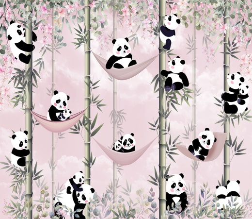 Панды на розовом фоне