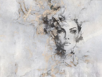 Лицо девушки с цветами