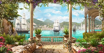 Вид на море с колоннами 1