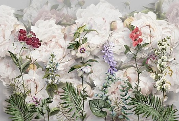Цветы на фоне пионов 2