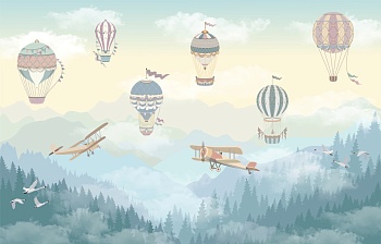 Воздушные шары и самолеты над лесом