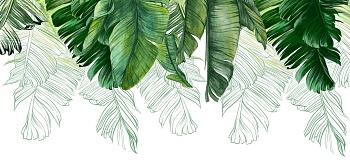 Акварельные зеленые пальмовые листья