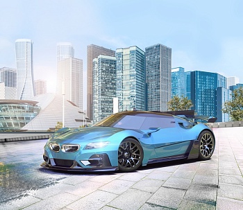 Спортивный автомобиль на фоне города 2