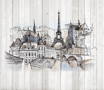 Вид на Париж акварель