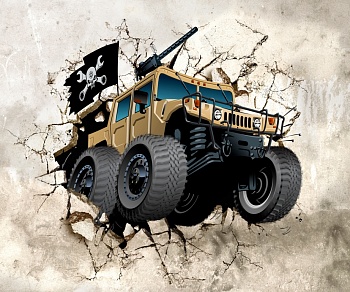 Машина на бетонной стене 2