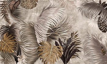 Тропические листья в бежево-коричневых оттенках 2