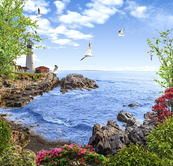 Маяк  на море