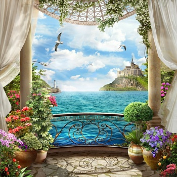 Вид с балкона на море 11