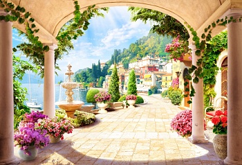 Терраса с цветами и колоннами 1