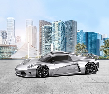 Спортивный автомобиль на фоне города 3