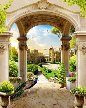 Двор с павлином