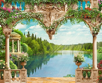 Вид на озеро сквозь арку