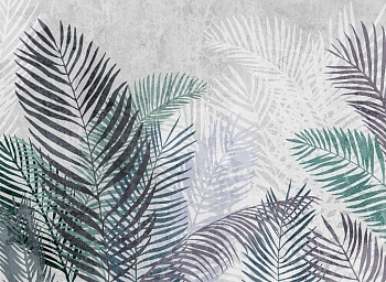 Пальмовые листья на сером фоне 4